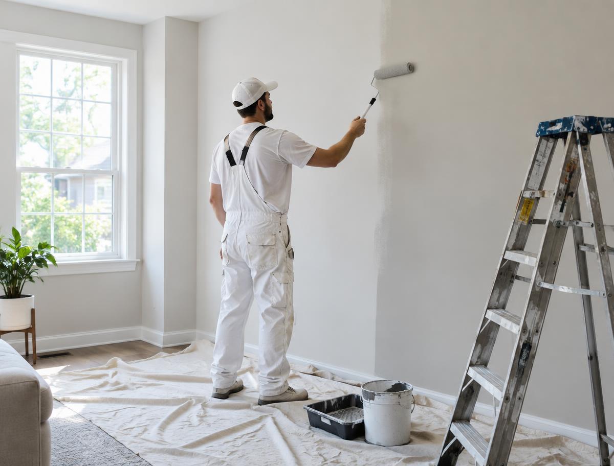 CityLife painter rolling a fresh coat on an interior wall